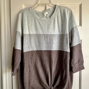 Nine Britton Beige and Brown Knit Top